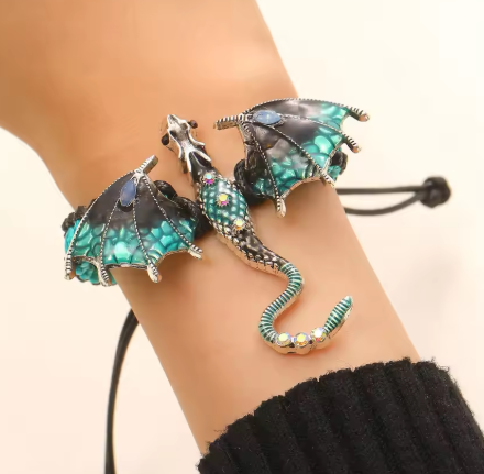 2026 Goth Flying Dragon Bracelets Man Woman Punk Gothic Adjustable Braided Rope Cuff Bangle Bracelet Creative Gifts