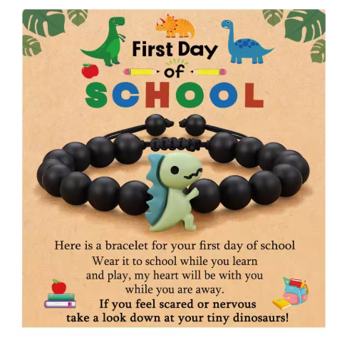 Dinosaur Bracelet for Son From Mom Dad, First Day of Shool Birthday Valentines Day Christmas Gifts for Little Boys