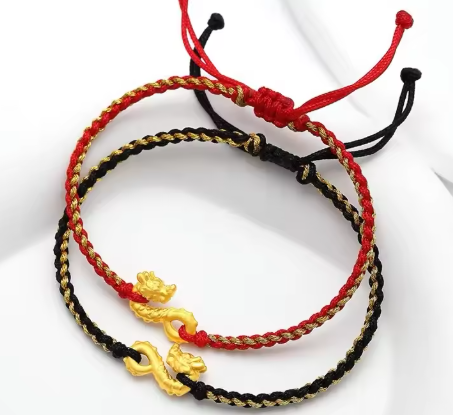Fashion Hand Braided Dragon Lucky Bracelet Bangle Women Men Red Rope Best Friends Lovers' Gift Bracelet Size Adjustable
