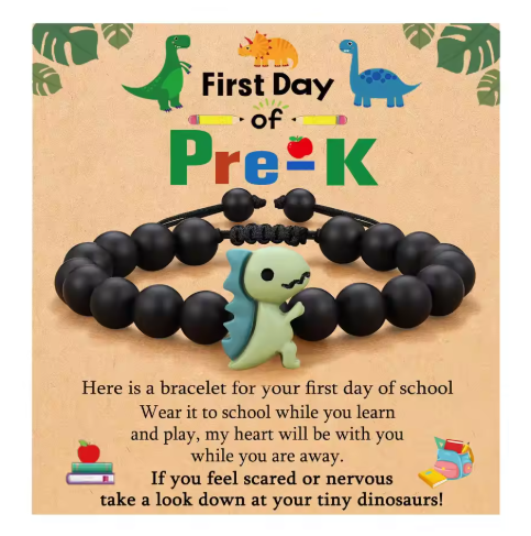 Dinosaur Bracelet for Son From Mom Dad, First Day of Shool Birthday Valentines Day Christmas Gifts for Little Boys