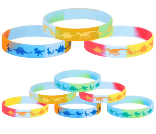 Cute Cartoon Dinosaur Adjustable Silicone Bracelet For Kids Students Birthday Party Favors Daily Wear Holiday Gift Accessory