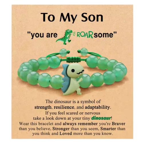 Dinosaur Bracelet for Son From Mom Dad, First Day of Shool Birthday Valentines Day Christmas Gifts for Little Boys