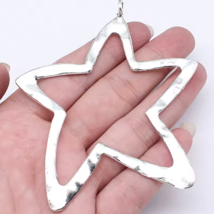 WYSIWYG 1pcs 76x95mm Antique Silver Color Big Star Charms Pendant Pendant For DIY Jewelry Making Jewelry Craft Findings