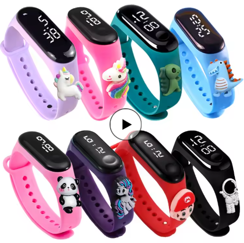 Waterproof Sports Watch for Kids Cartoon Dinosaur Unicorn Toys Children Led Digital Electronic Watch for Boys Girls Bracelet