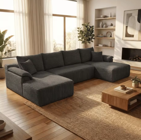 U-shaped Modular Canvas Sofa - Modern Living Room Designs